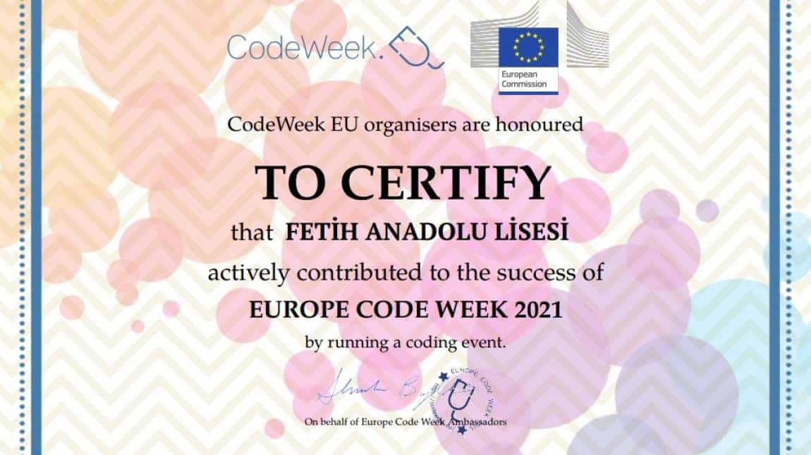 Code Week EU (AB Kod Haftası) 2021 Çalışmalarımızı Tamamladık
